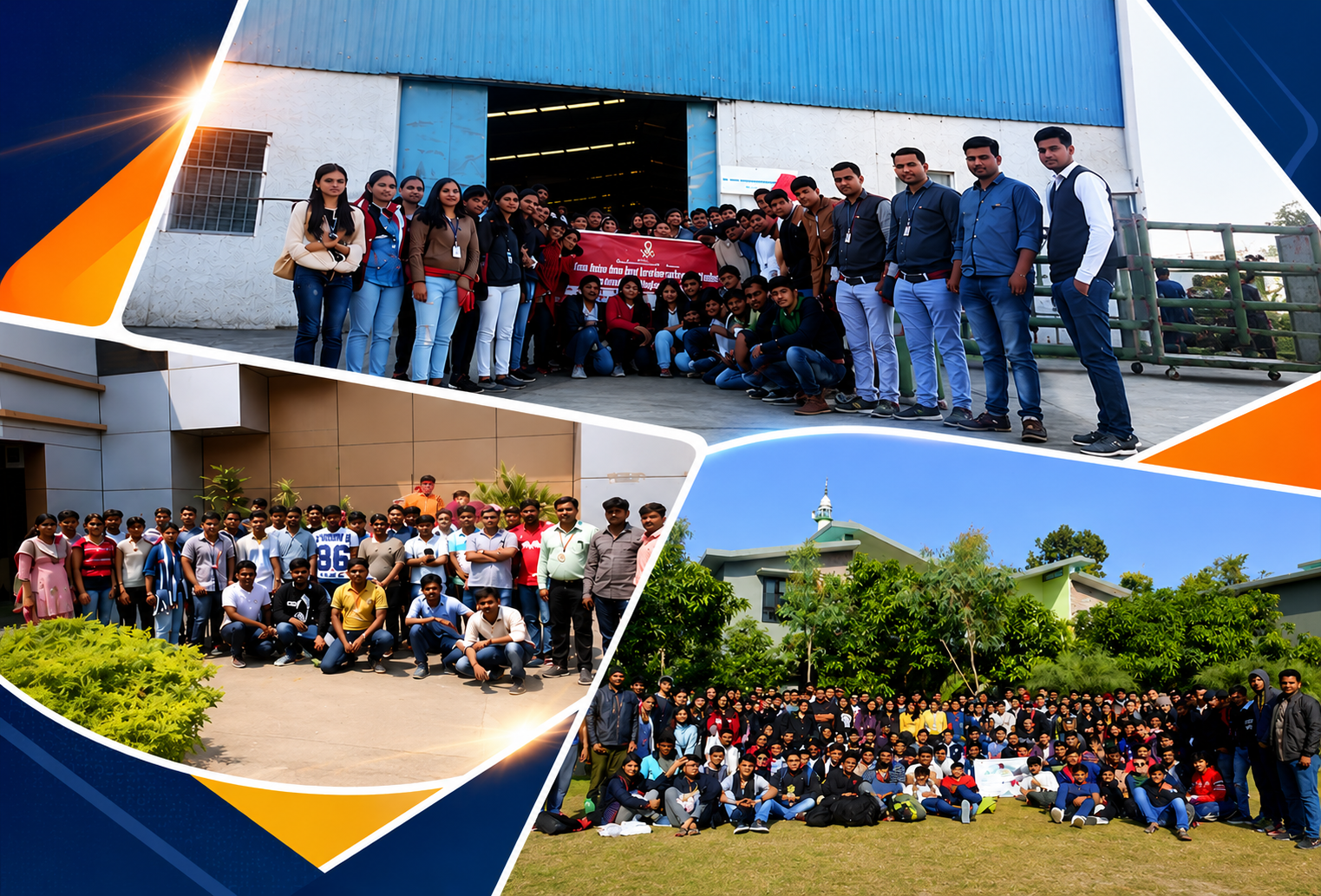 Students on industrial visit at a manufacturing facility